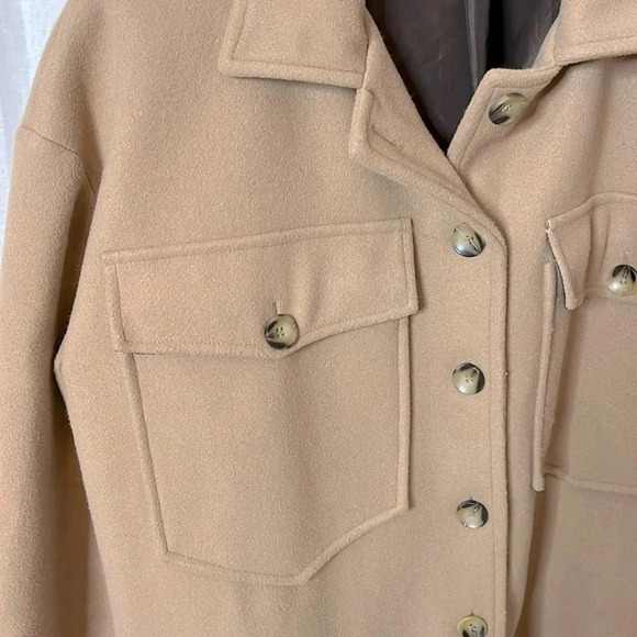 Shacket Coat Lined Pockets Wool Style Made  In Italy, Size M - Picture 5 of 9